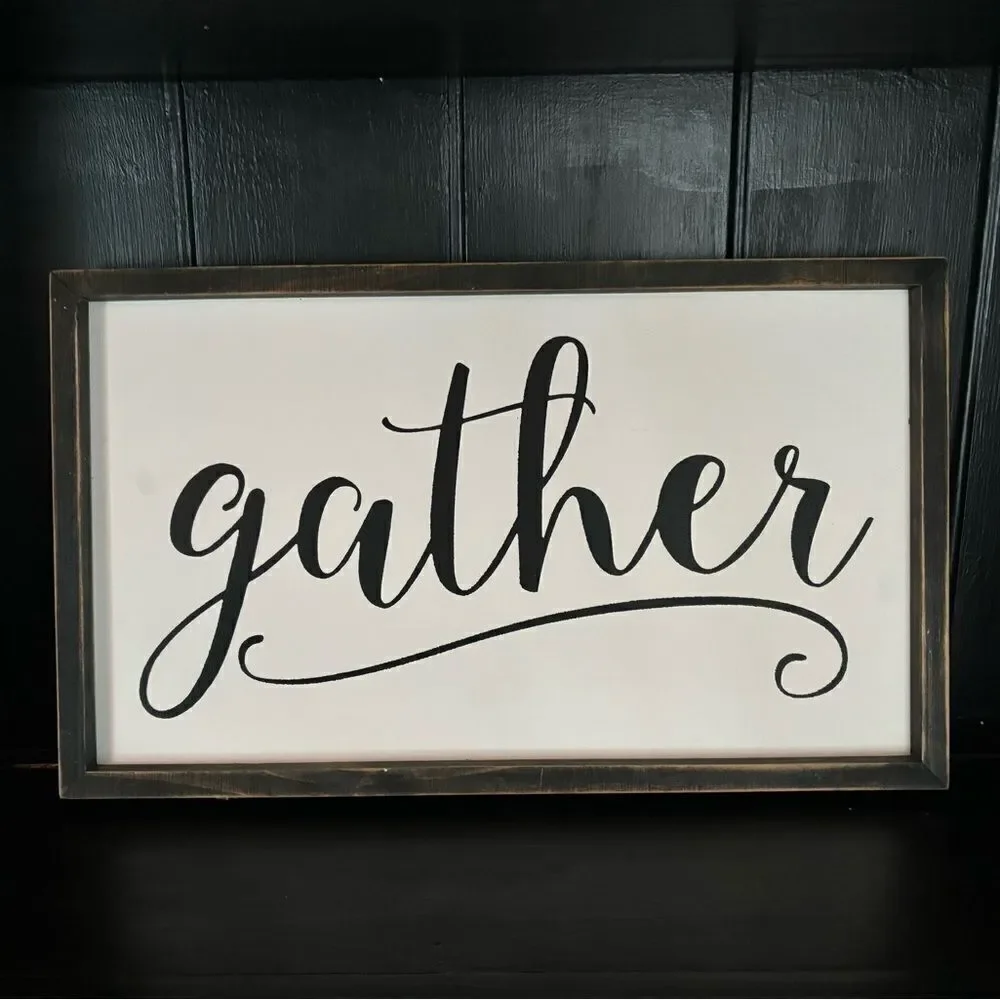 Large GATHER  Rustic Wooden Sign